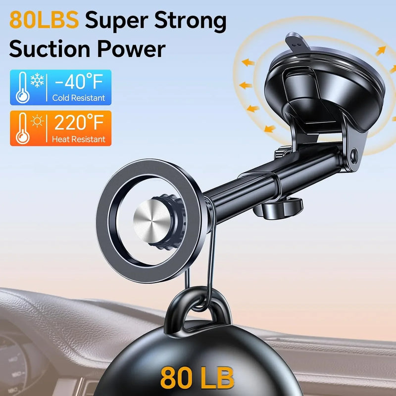 Coolpow for MagSafe Car Mount【Windshield+Vent+Dash】Magnetic Phone Holder for Car Phone Holder Mount Cell Phone Holders for Your Car Accessories Suction Phone Mount for Car Truck Stand for iPhone 17 16