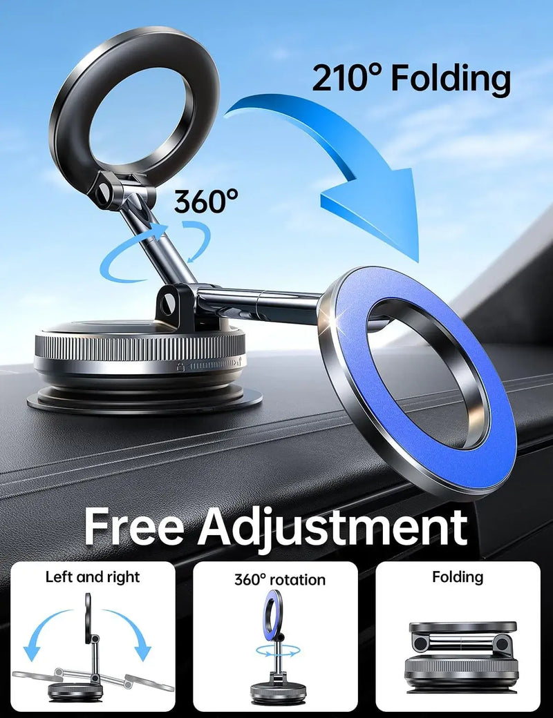 Coolpow【Newest Vacuum Magnetic Phone Holder for Car Phone Holder Mount【Movable Vacuum Suction】Magsafe Car Mount Cell Phone Holders for Your Car Accessories for Women Men for iPhone 17 16-Carbon Fiber