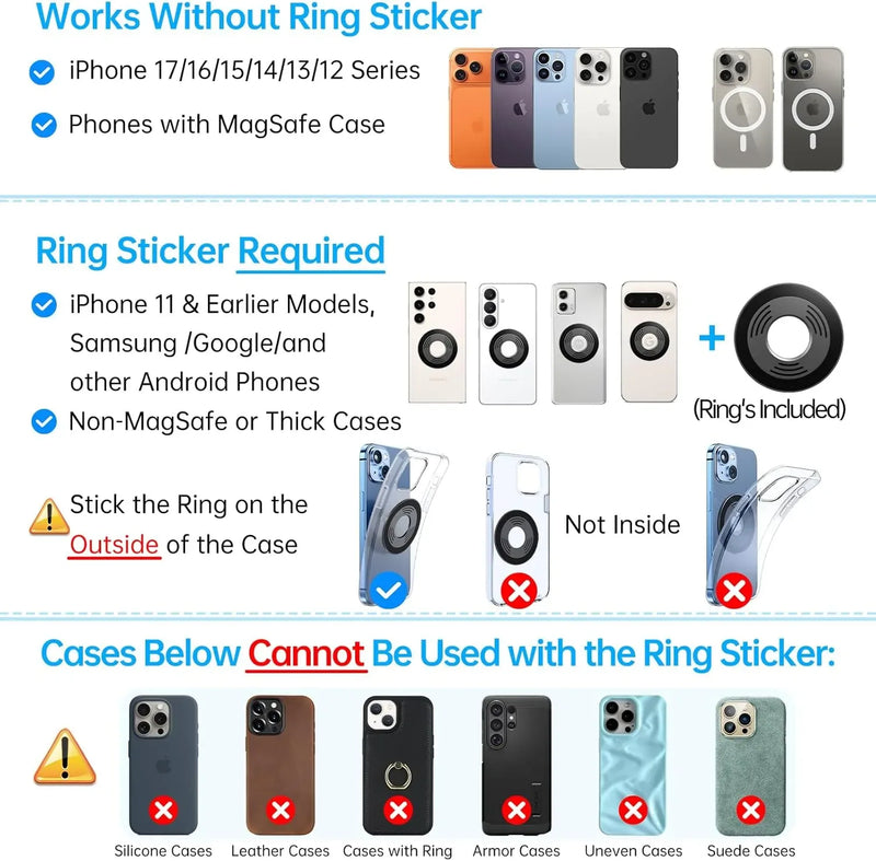 Coolpow【Newest Vacuum Magnetic Phone Holder for Car Phone Holder Mount【Movable Vacuum Suction】Magsafe Car Mount Cell Phone Holders for Your Car Accessories for Women Men for iPhone 17 16-Carbon Fiber