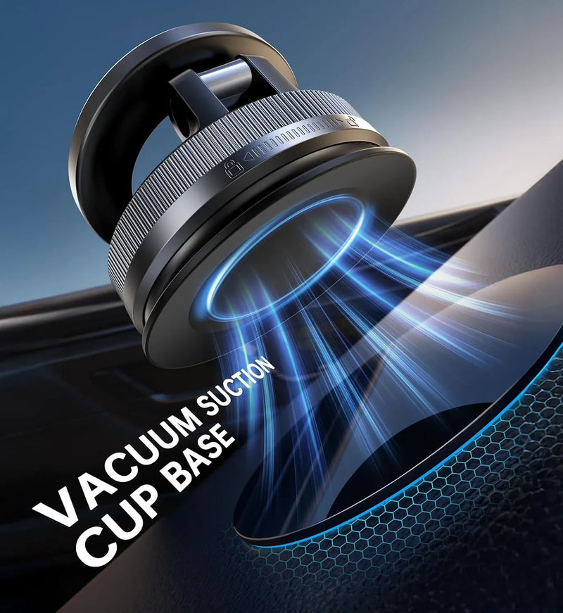 Coolpow【Newest Vacuum Magnetic Phone Holder for Car Phone Holder Mount【Movable Vacuum Suction】Magsafe Car Mount Cell Phone Holders for Your Car Accessories for Women Men for iPhone 17 16-Carbon Fiber