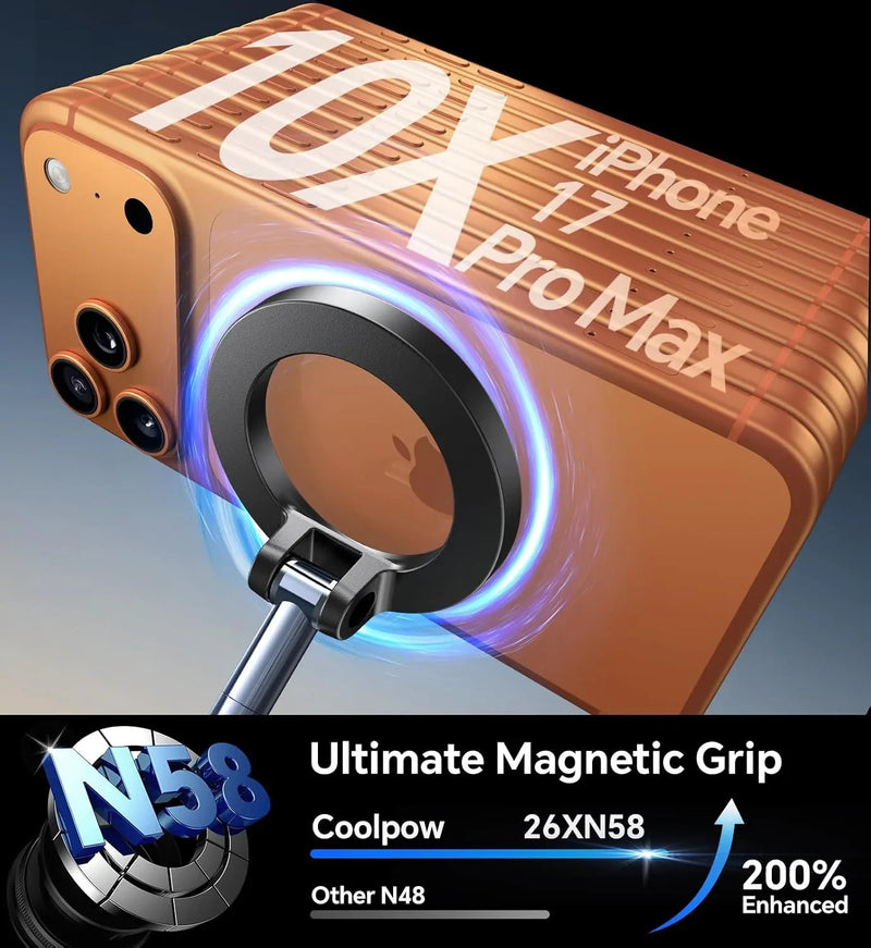 Coolpow【Newest Vacuum Magnetic Phone Holder for Car Phone Holder Mount【Movable Vacuum Suction】Magsafe Car Mount Cell Phone Holders for Your Car Accessories for Women Men for iPhone 17 16-Carbon Fiber